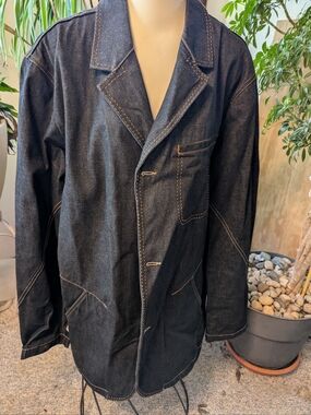Vtg 90's Marithe Francois  Girbaud BlueDenim  Updated Heavy Utility Jkt Sz XXXL